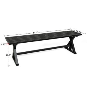 bigget 2pc Outdoor Metal Bench for Garden,Patio Dining Seating Benches Furniture for Outside Park,Picnic,Yard(Black)