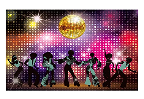 Allenjoy Vintage 70s Disco Decoration Backdrop for Parties Shining Neon Dancer Night Photography Background Glow Grazy Birthday Banner Photo Booth Props