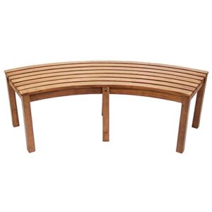 achla designs 125-0011 curved backless, natural bench, oiled finish