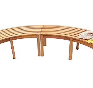 Achla Designs 125-0011 Curved Backless, Natural Bench, Oiled Finish