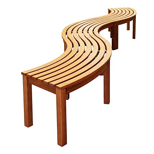 Achla Designs 125-0011 Curved Backless, Natural Bench, Oiled Finish