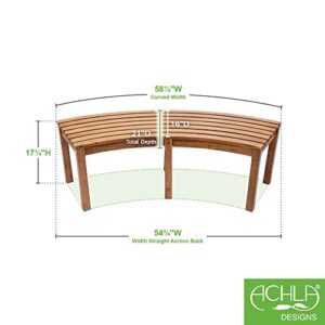 Achla Designs 125-0011 Curved Backless, Natural Bench, Oiled Finish