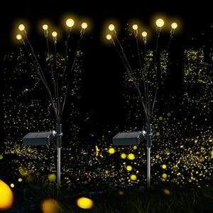 JiJiRuDU Solar Garden Lights Starburst Swaying Light Swaying When Wind Blows Solar Lights Outdoor Decorative String Lights White Cord Warm Light (Yellow, One Size)