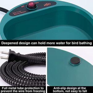 MEWTOGO Heated Bird Bath, 68 Oz Bird Baths for Outdoors 100W Deep Birdbath Heater Bird Water Feeder for Winter Garden Deck Yard Animals Wild Bird Pet Dogs Drink Water