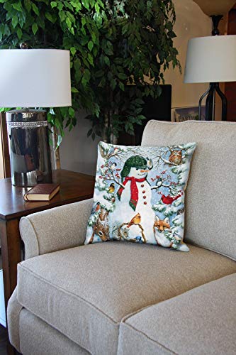 Toland Home Garden Woodland Snowman 18 x 18 Inch Decorative Indoor Pillow Case Only (2-Pack)