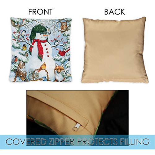 Toland Home Garden Woodland Snowman 18 x 18 Inch Decorative Indoor Pillow Case Only (2-Pack)