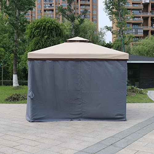 Sunshine Outdoor Replacement Gazebo Curtains 4 Panels with Zipper for Garden Patio Yard (10'x10', Grey)(Curtains Only)