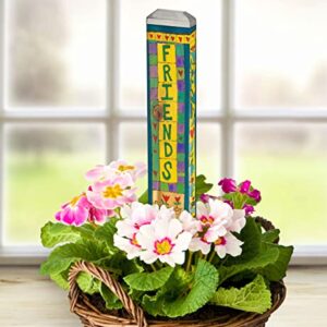 Studio M Choose Your Friends 13" Mini Art Pole Small Decorative Indoor/Outdoor Garden Post, Great Gift, Stake Included for Easy Installation, No Digging - Made in The USA