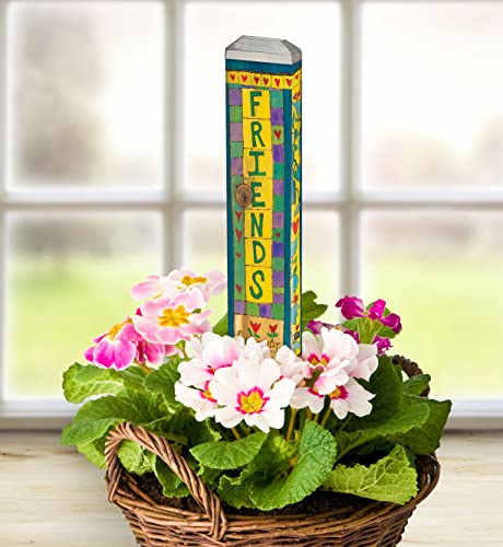 Studio M Choose Your Friends 13" Mini Art Pole Small Decorative Indoor/Outdoor Garden Post, Great Gift, Stake Included for Easy Installation, No Digging - Made in The USA