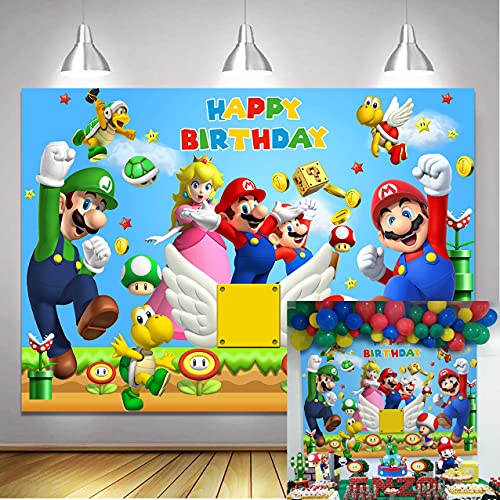 Sakurar SK Cartoon Game Bakdrop Adventure Game Video Cartoon Coin Kart Game Princess Peach Backdrop Vinyl Birthday Party Baby Shower Decoration Background 6x4ft