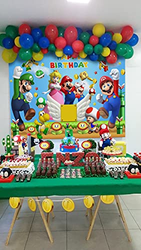 Sakurar SK Cartoon Game Bakdrop Adventure Game Video Cartoon Coin Kart Game Princess Peach Backdrop Vinyl Birthday Party Baby Shower Decoration Background 6x4ft