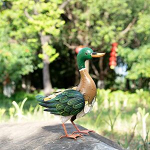 haitianxin Mallard Duck Outdoor Sculpture, Mallard Duck Animal Garden Statue, Garden Outdoor Statue Metal Duck Art Sculpture, for Outdoor Patio, Backyard and Home Kitchen Decoration