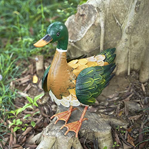 haitianxin Mallard Duck Outdoor Sculpture, Mallard Duck Animal Garden Statue, Garden Outdoor Statue Metal Duck Art Sculpture, for Outdoor Patio, Backyard and Home Kitchen Decoration