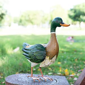 haitianxin Mallard Duck Outdoor Sculpture, Mallard Duck Animal Garden Statue, Garden Outdoor Statue Metal Duck Art Sculpture, for Outdoor Patio, Backyard and Home Kitchen Decoration