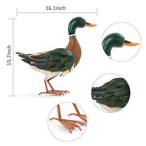 haitianxin Mallard Duck Outdoor Sculpture, Mallard Duck Animal Garden Statue, Garden Outdoor Statue Metal Duck Art Sculpture, for Outdoor Patio, Backyard and Home Kitchen Decoration