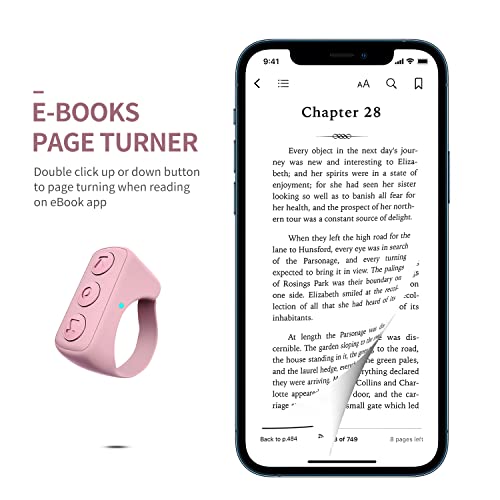 TIKTOK Bluetooth Remote Control, Kindle App Page Turner, Camera Selfie Remote, Tiktok Scrolling Ring for iPhone iPad iOS, Android (Pink)