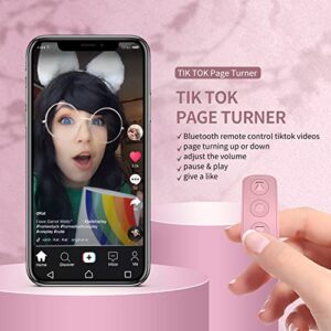 TIKTOK Bluetooth Remote Control, Kindle App Page Turner, Camera Selfie Remote, Tiktok Scrolling Ring for iPhone iPad iOS, Android (Pink)