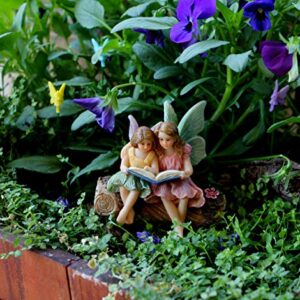 PRETMANNS Fairies for Fairy Garden - Garden Fairy Figurines - Garden Fairies for a Miniature Fairy Garden - Adorable Sitting Fairy Garden Fairies - 1 Piece Sister Fairies