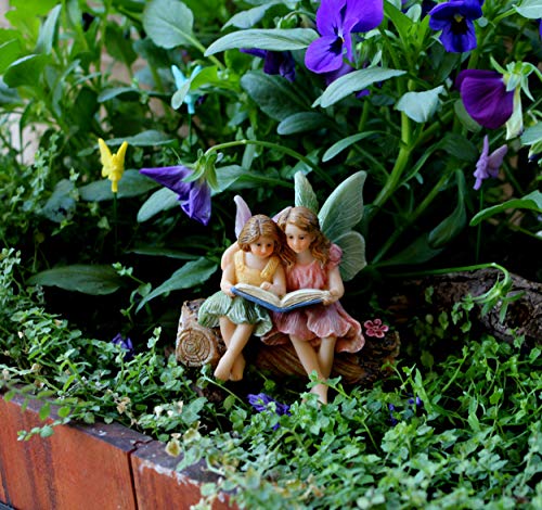 PRETMANNS Fairies for Fairy Garden - Garden Fairy Figurines - Garden Fairies for a Miniature Fairy Garden - Adorable Sitting Fairy Garden Fairies - 1 Piece Sister Fairies