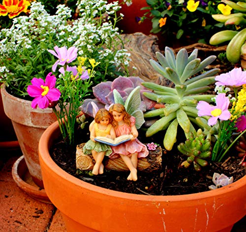 PRETMANNS Fairies for Fairy Garden - Garden Fairy Figurines - Garden Fairies for a Miniature Fairy Garden - Adorable Sitting Fairy Garden Fairies - 1 Piece Sister Fairies