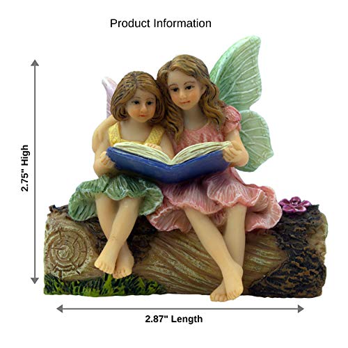 PRETMANNS Fairies for Fairy Garden - Garden Fairy Figurines - Garden Fairies for a Miniature Fairy Garden - Adorable Sitting Fairy Garden Fairies - 1 Piece Sister Fairies