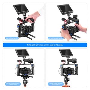 NEEWER Aluminum Alloy Camera Cage, Filmmaking Rig with Top Handle, Dual Grips & Arca Type Base, Compatible with Sony A7S III A7IV A6600 Canon EOS R5C R5 R6 DSLR/Mirrorless Cameras - VS107, Blue