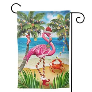 mr.tom merry christmas flamingo garden flag double sided outdoor garden yard banner decoration size 12.5″x18″