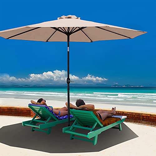 JMEXSUSS 9ft Patio Umbrella,Table Umbrella Outdoor Patio Market Umbrella with Push Button Tilt and Crank,8 Ribs Umbrella Outdoor for Patio,Garden,Cafe,Pool(Khaki)