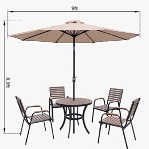 JMEXSUSS 9ft Patio Umbrella,Table Umbrella Outdoor Patio Market Umbrella with Push Button Tilt and Crank,8 Ribs Umbrella Outdoor for Patio,Garden,Cafe,Pool(Khaki)