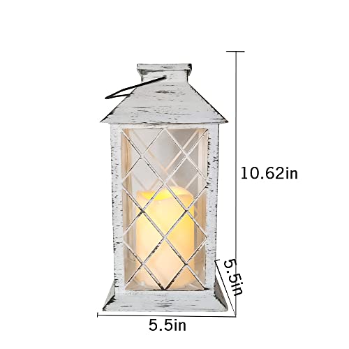 LEDHOLYT Solar Lanterns, Outdoor LED Decorative Lanterns with Flickering Flameless Candles,Hanging Gray Lantern Decor Lamp for Table,Party, Dining Table, Garden Landscape,Patio,Front Porch