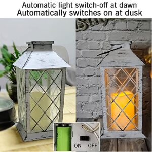 LEDHOLYT Solar Lanterns, Outdoor LED Decorative Lanterns with Flickering Flameless Candles,Hanging Gray Lantern Decor Lamp for Table,Party, Dining Table, Garden Landscape,Patio,Front Porch