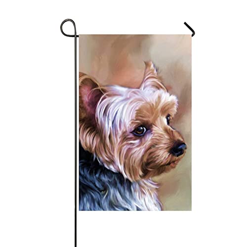 Yorkie Dog Garden Flag Welcome - Dogs House Flags Yorkshire Flags Double Sided Dog Welcome Outdoor Seasonal Flags Small Yorkie Mom Banners and Flags 12x18