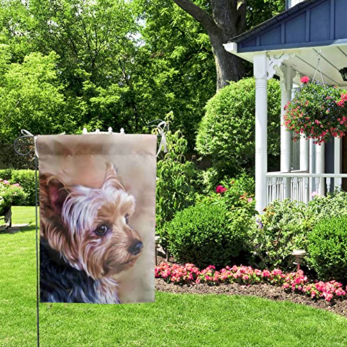 Yorkie Dog Garden Flag Welcome - Dogs House Flags Yorkshire Flags Double Sided Dog Welcome Outdoor Seasonal Flags Small Yorkie Mom Banners and Flags 12x18