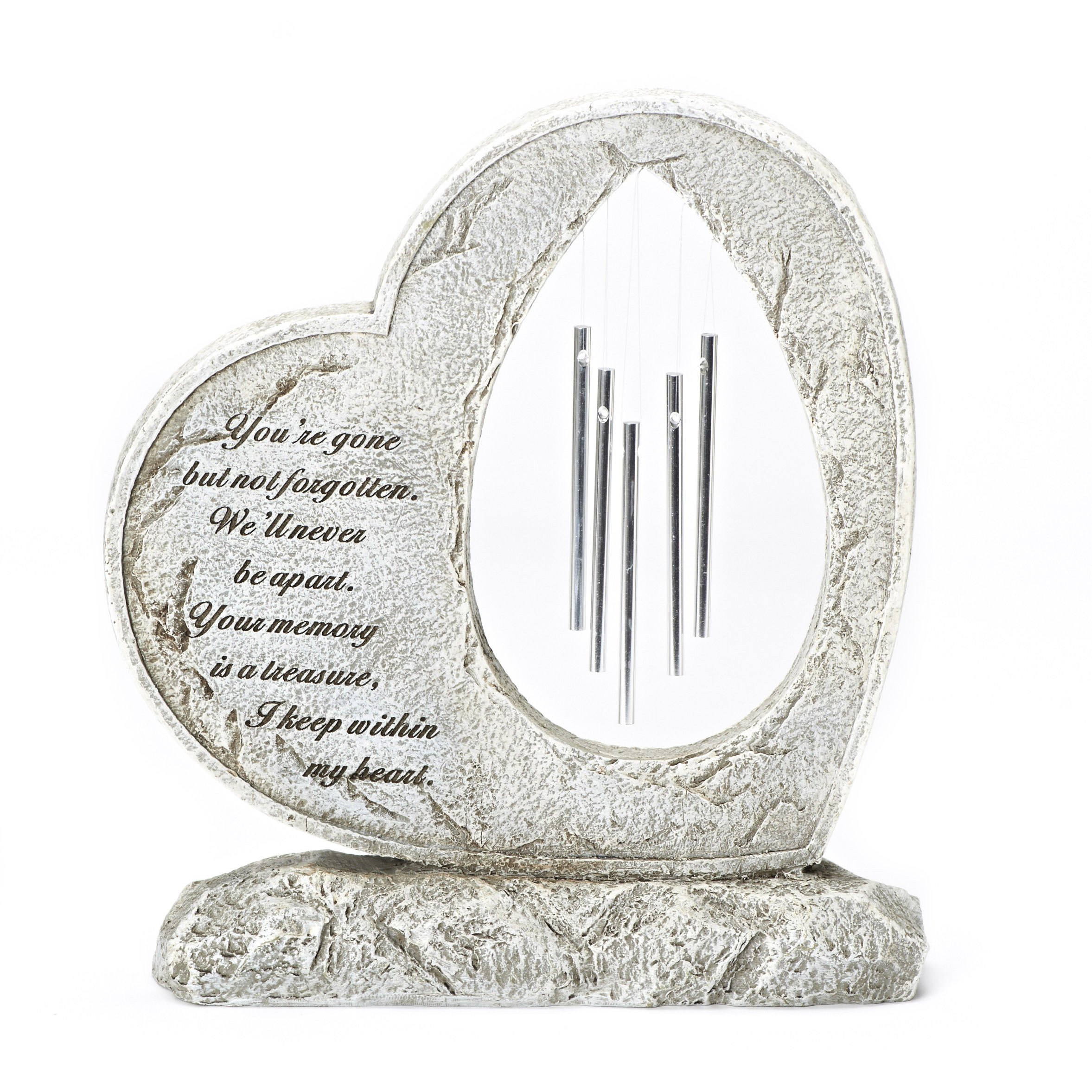 Roman Your Memory Treasure Within Heart 12 Inch Resin Stone Garden Chime Figurine