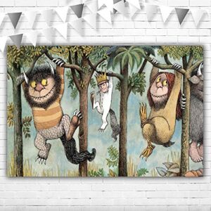 where the wild things are backdrop 5×3 king of all the wild things baby shower background happy birthday jungle monsters themd backdrops