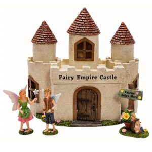 pretmanns fairy houses for fairy gardens – an adorable fairy garden castle with outdoor fairy garden accessories – fairy house & fairies for fairy garden – fairy house kit & prince & princess fairies