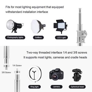 Photo Studio Stainless Steel Heavy Duty C Stand with Boom Arm - Max Height 11ft/331cm Photography Light Stand with 4ft/128cm Holding Arm, 2 Grip Head for Studio Monolight, Softbox, Reflector