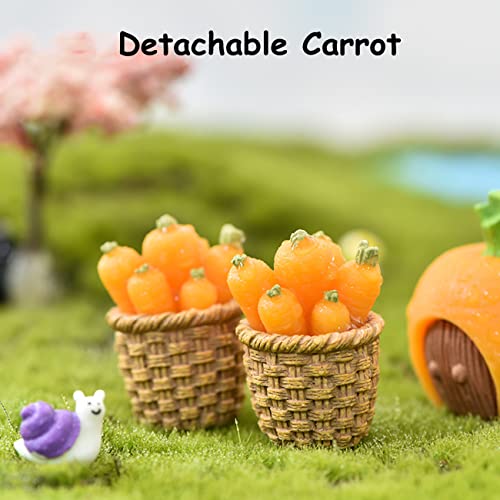 LONCESS Rabbit and Carrot Fairy Garden Accessories, Fairy Garden Kit, DIY Micro Landscape Ornaments for Easter Bunny Decor Garden Potted Plant Terrarium Decor Fairy Garden Miniatures 14 Pcs