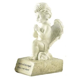 BonzaPicks Guardian Garden Praying Angel Statue, Home Outdoors Memorial Resin White Cherubs Figurines, Angel Baby Sculpture for Yard Decrations-6.5inch
