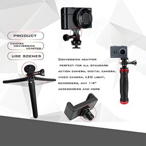 Niewalda Aluminum Camera Tripod Mount Adapter,2pcs ¼-20 Conversion Adapter for Tripod, Suitable for GoPro Hero/Sony/ Insta360 X3/ Sjcam/Action Camera and Other Standard 1/4 inch Accessories