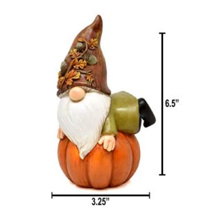 Thanksgiving Pumpkin Garden Gnome Figurines with White Beard Set of 2 for Home Garden Lawn Outdoor Fairy Statue Decoration Holiday Yard Decor