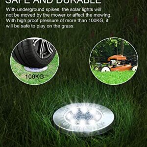 UFOND 12 Pack Solar Ground Lights，Outdoor Waterproof LED Solar Garden Lights, Disk Lights for Lawn Pathway Yard Walkway Driveway Patio Deck, Solar Lights (Cold White)