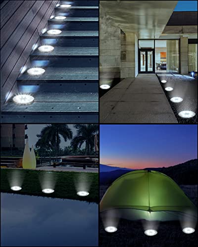 UFOND 12 Pack Solar Ground Lights，Outdoor Waterproof LED Solar Garden Lights, Disk Lights for Lawn Pathway Yard Walkway Driveway Patio Deck, Solar Lights (Cold White)