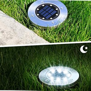 UFOND 12 Pack Solar Ground Lights，Outdoor Waterproof LED Solar Garden Lights, Disk Lights for Lawn Pathway Yard Walkway Driveway Patio Deck, Solar Lights (Cold White)