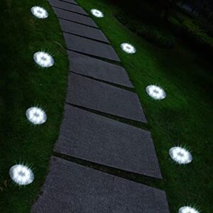 UFOND 12 Pack Solar Ground Lights，Outdoor Waterproof LED Solar Garden Lights, Disk Lights for Lawn Pathway Yard Walkway Driveway Patio Deck, Solar Lights (Cold White)