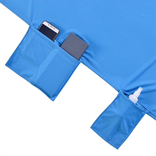 Beach Chair Cover Towel with Side Pockets Microfiber Portable Chaise Lounge Chair Towel for Pool Garden Sun Lounger Sunbathing Vacation (Blue)