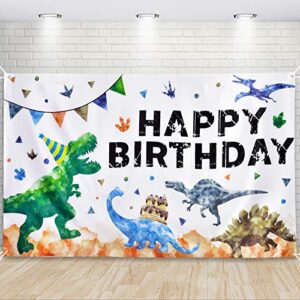 watercolor dinosaur backdrop – dinosaur birthday party decorations for boys 73” x 43” outdoor photography background party supplies large wall banner room decor