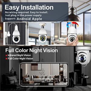 Light Bulb Camera,Security Cameras Wireless Outdoor 1080p Color Night,Lightbulb Cameras for Home Security 2.4g WiFi,E27 Socket Smart Porch Camera Garage, with Motion Tracking 360° Alexa Google Home