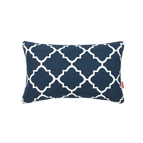 IN4 Care 12x19 Lumbar Throw Pillows Set of 2, Outdoor Summer Spring Garden Farmhouse Décor Outside Furniture Bench Decorative Pillows for Patio Sofa Couch Chair Bed-Navy Geometry