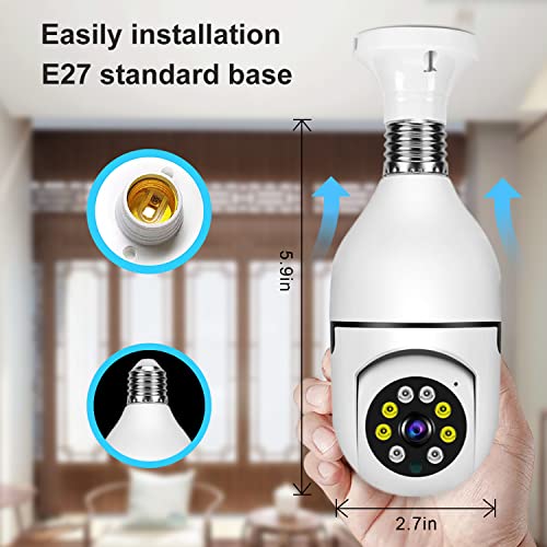 TUMAN Pro Light Bulb Camera, Home Full-Hd 3MP Wireless Surveillance Security Cameras,360 Degree Panoramic Color Night Vision,Support Cloud Storage,Two Way Audio, Smart Motion Detection and Alarm